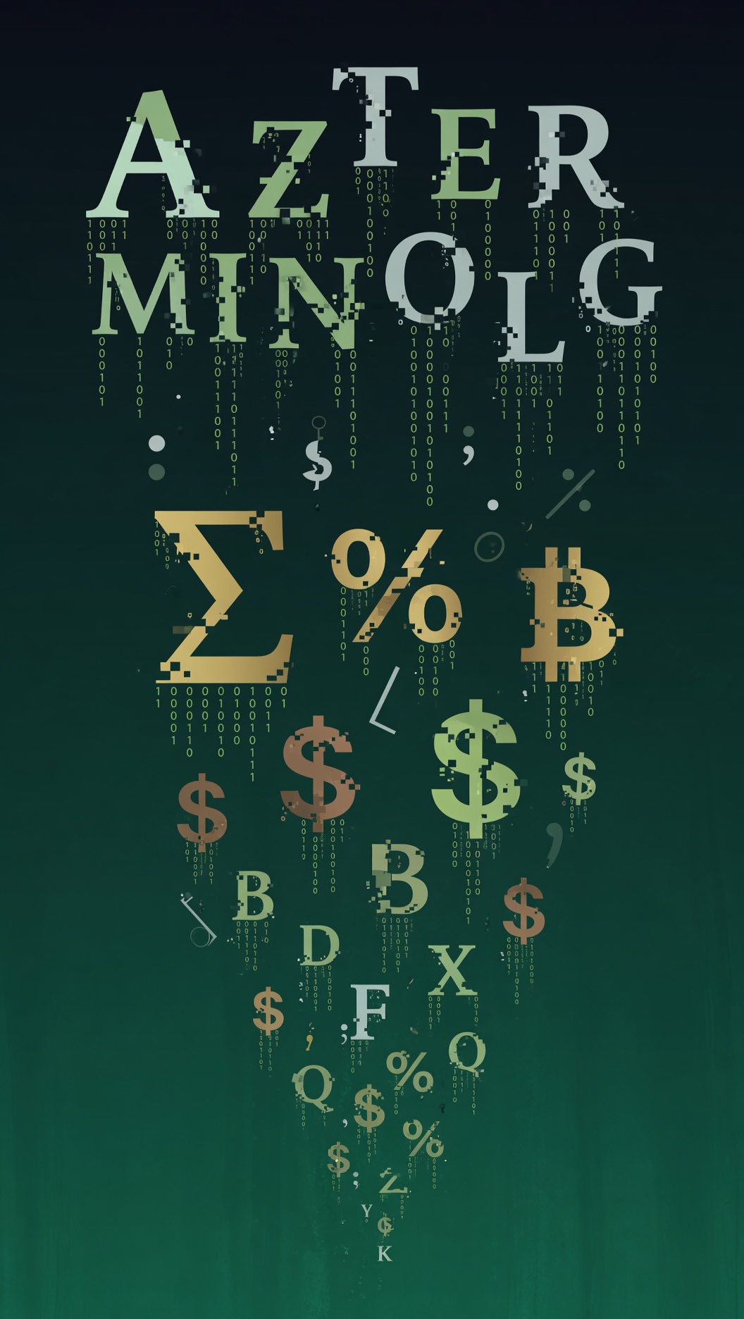 Payment glossary — letters dissolving into financial symbols